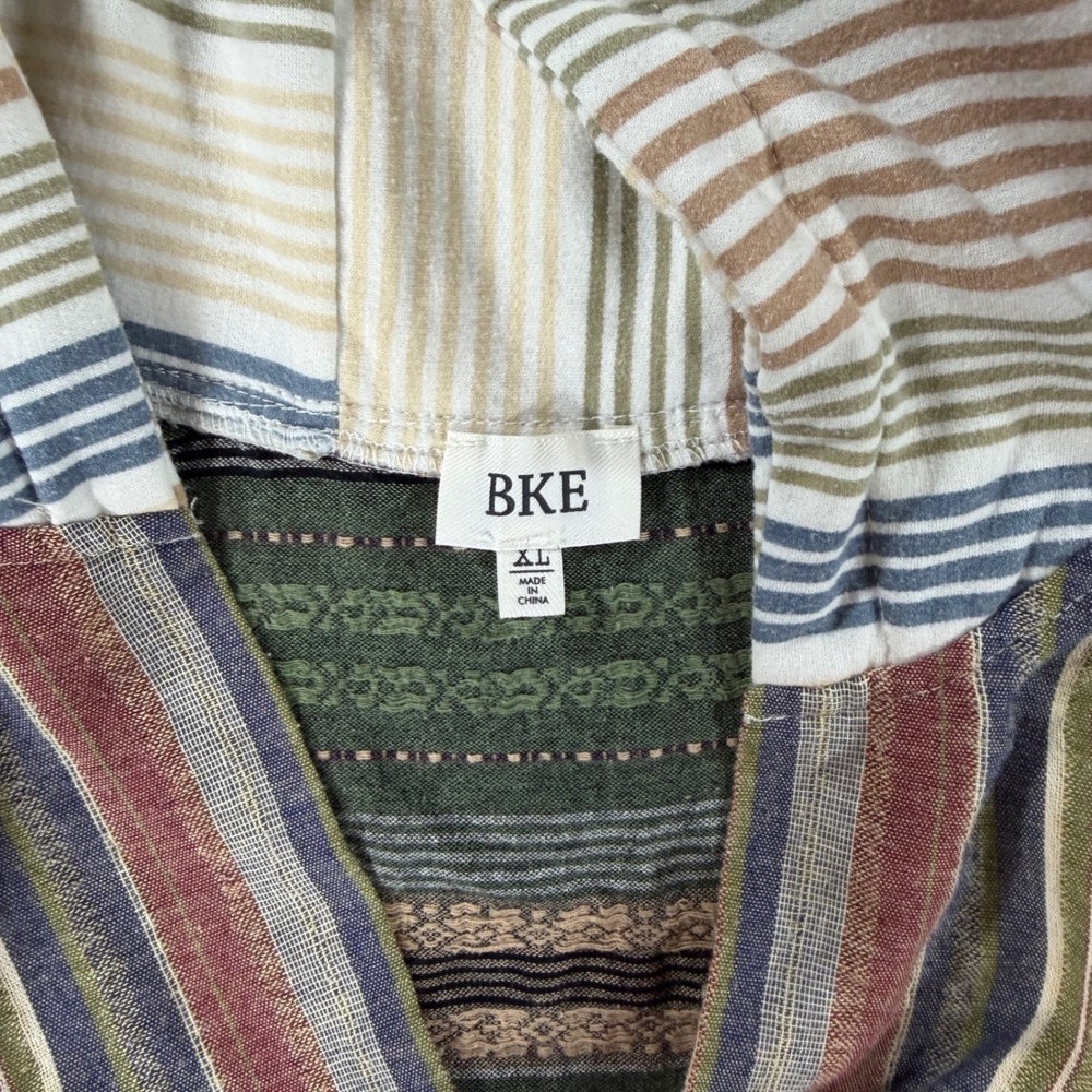 Women's Patchwork Hoodie Sz XL Buckle Sweatshirt Grunge 90s Indie striped BKE - Picture 7 of 12